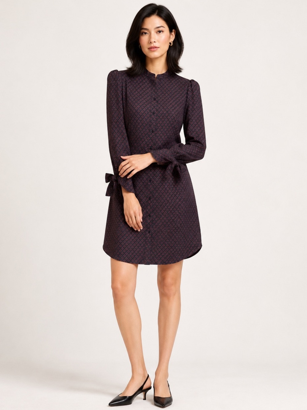Banana Republic Geometric Midi Dress Burgundy Black Preppy Office Siren Size 2
